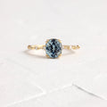 Sold Gold Distance Ring, 1.52ct. Greenish Blue Montana Sapphire Gold Ring