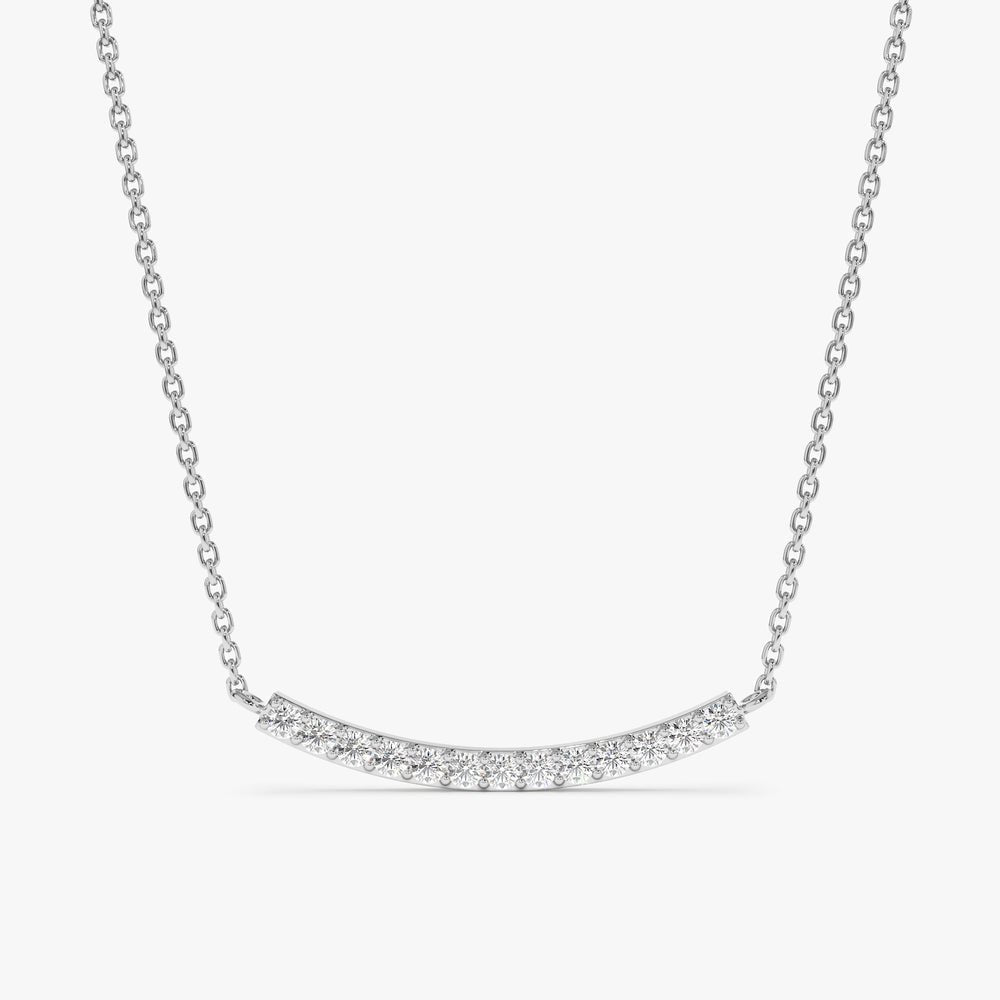Solid Gold Curved Diamond Bar Necklace (A8E855)