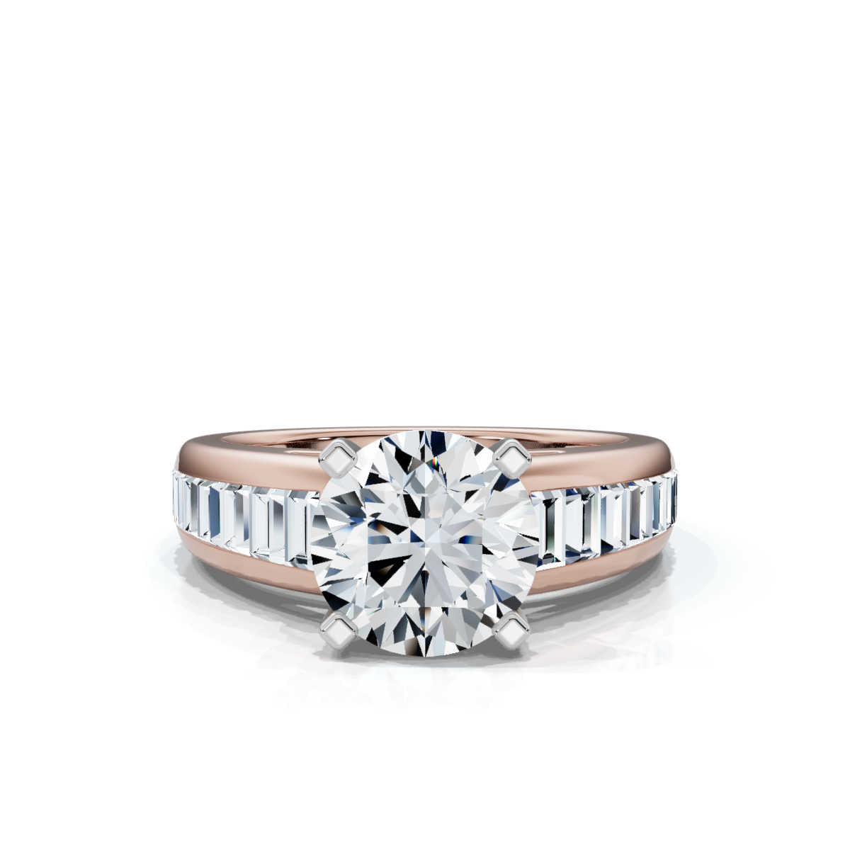 Solid Gold 3 CT Channel Set Lab Grown Diamond Engagement Ring