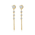Solid Gold Diamond Heart Chain Loop Earring