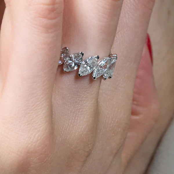 18K Solid Gold 6.83 CT Lab Grown Diamond Marquise Ring