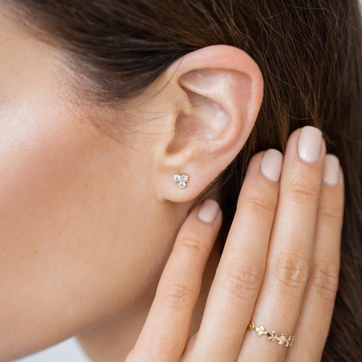 Solid Gold Moissanite Diamond Gold Mosaic Studs
