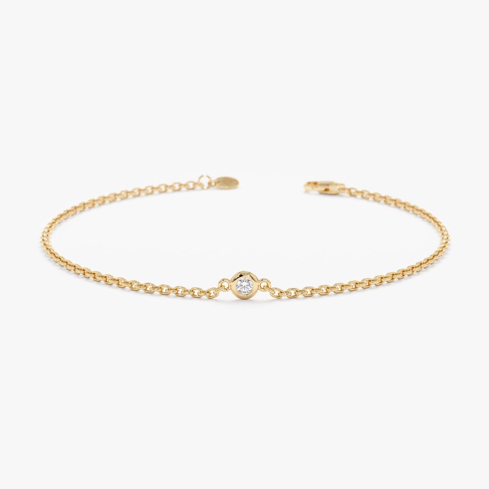 Solid Gold Single Diamond Bracelet
