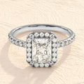Solid Gold 4 CT Lab Grown Emerald Cut Halo Engagement Ring