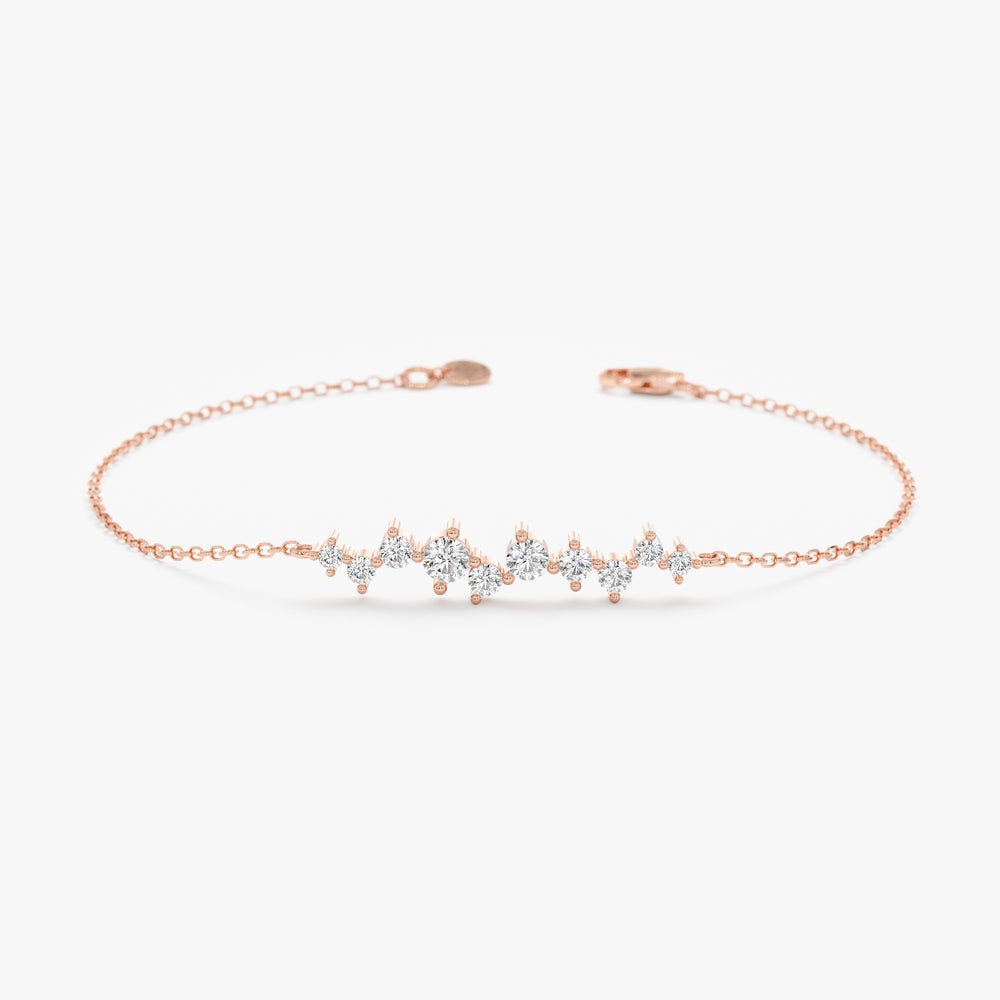 Solid Gold Diamond Cluster Bracelet