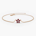 Solid Gold Ruby and Diamond Flower Charm Bracelet