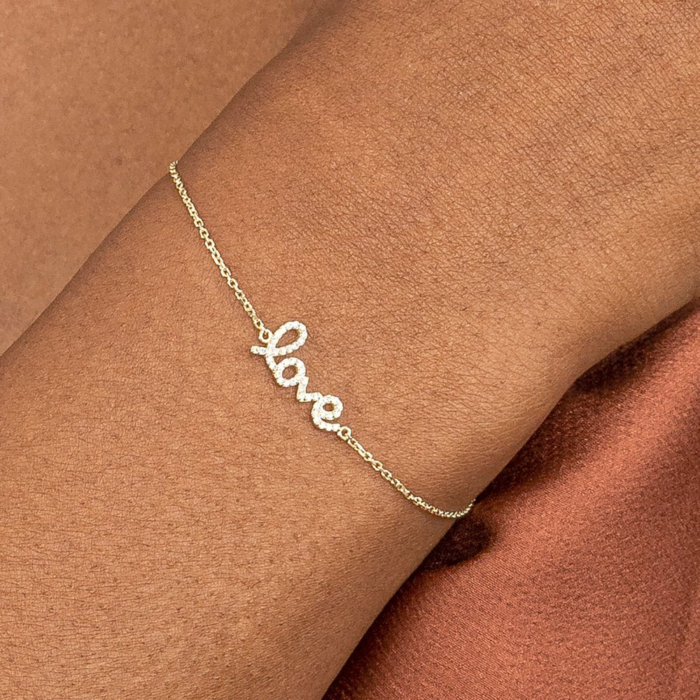 18K Solid Gold Diamond Love Bracelet - Style A