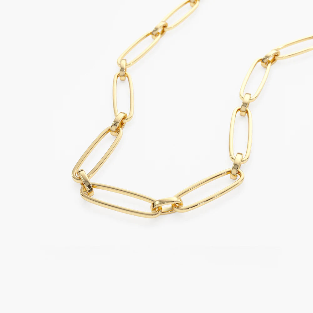 Solid Gold Oval Link Chain Necklace