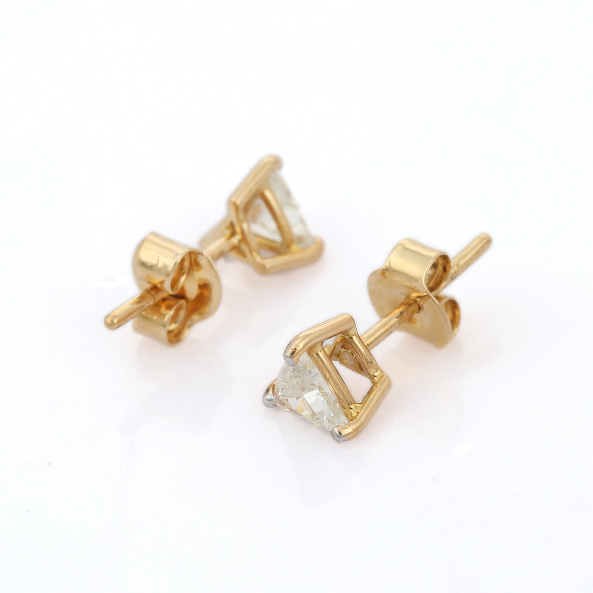 Solid Gold Trillion Cut Diamond Tiny Studs