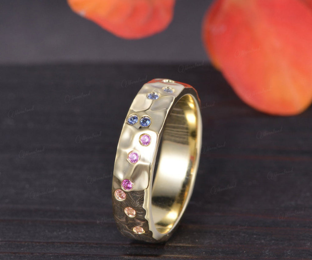Solid Gold Rainbow Pave Cigar Band