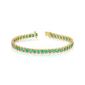 Solid Gold Bezeled Emerald Cut Emerald Bracelet