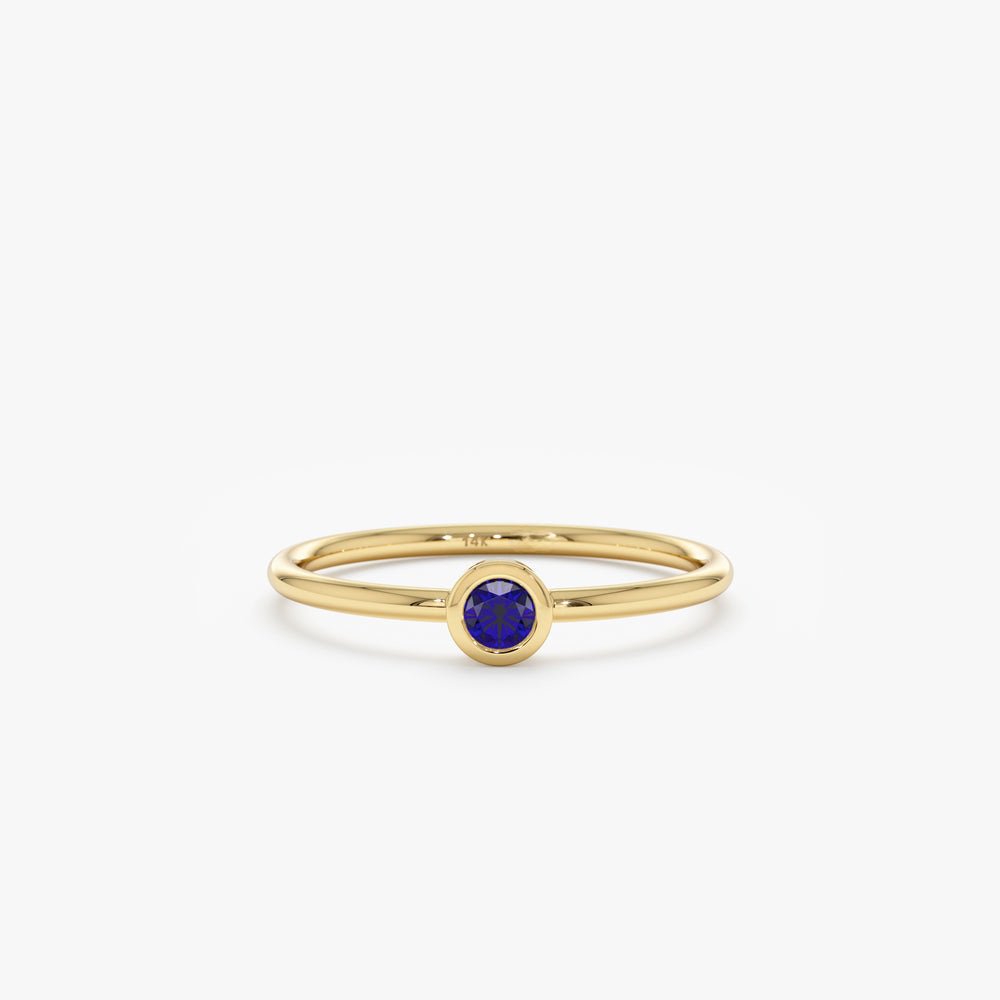 Solid Gold Natural Blue Sapphire Ring (569EE2)