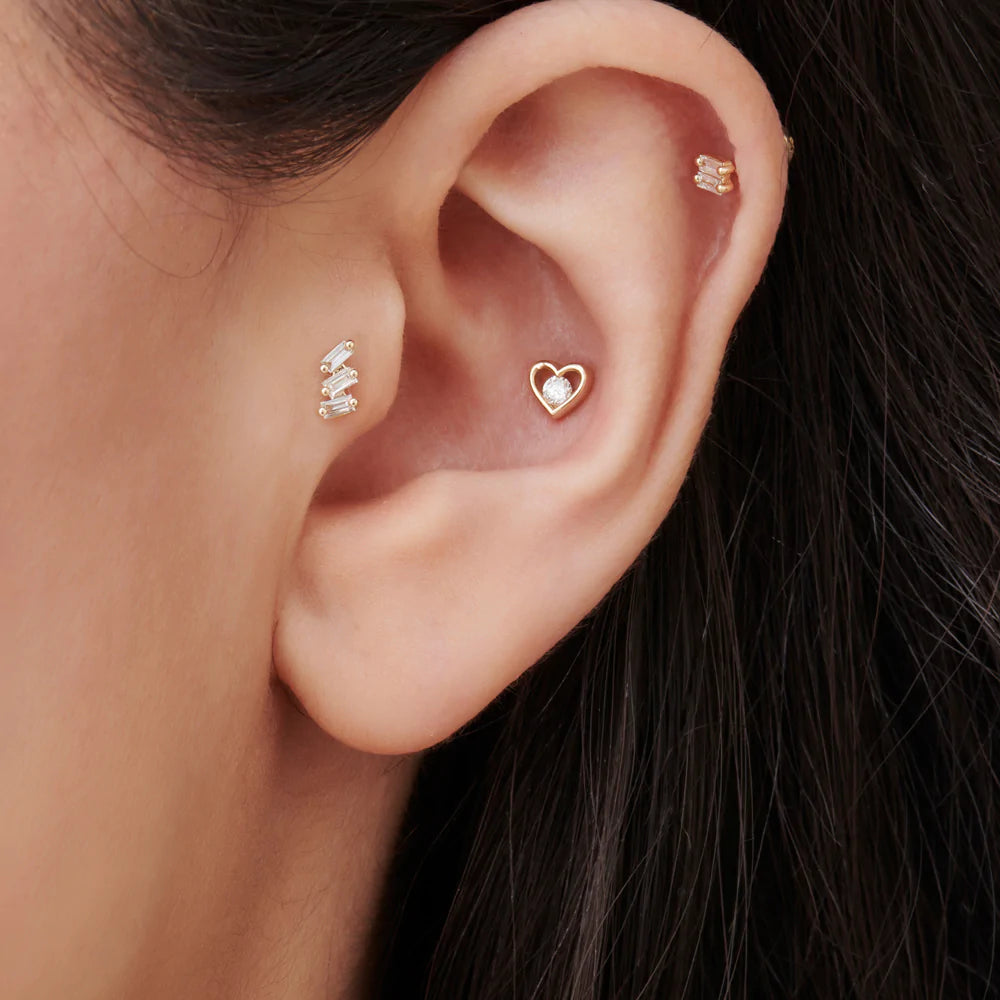 Trio Baguette Moissanite Helix Piercing, photo 2