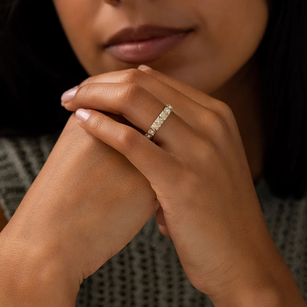 Solid Gold Lab-Grown Diamond Pyramid Band