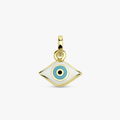 Solid Gold White Enamel Evil Eye Charm (CB7664)