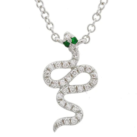 Solid Gold Diamond Snake Necklace