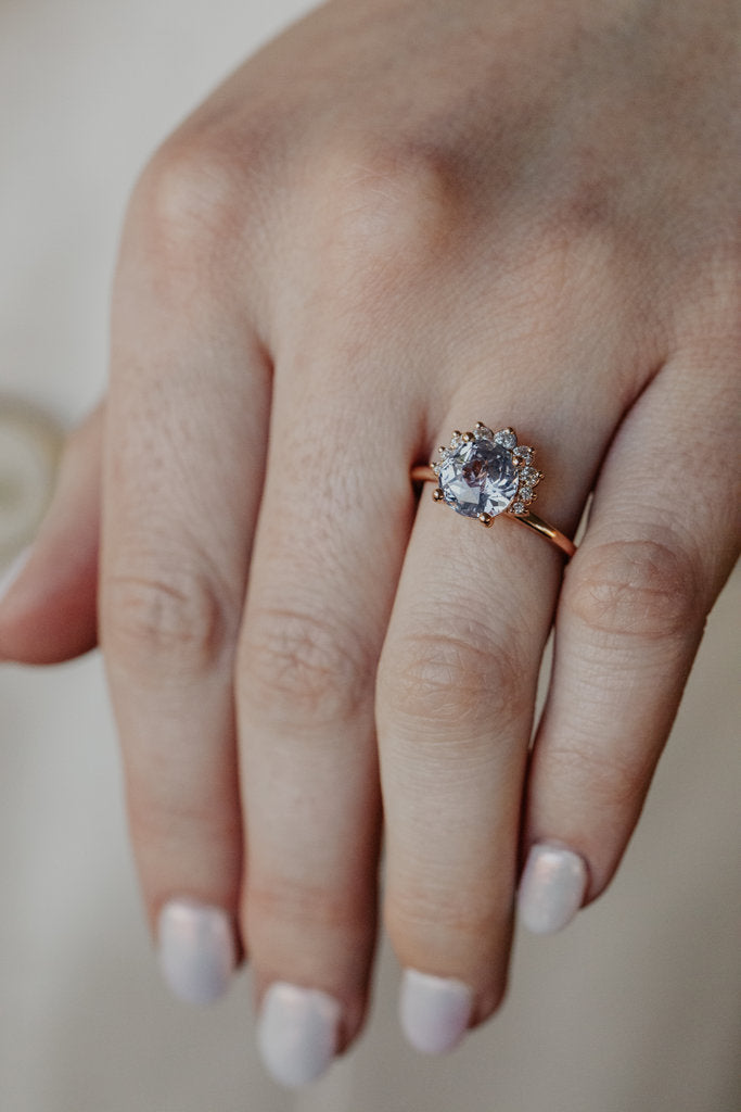 Solid Gold The Dillon 2.88 ct Round Purple Sapphire Ring