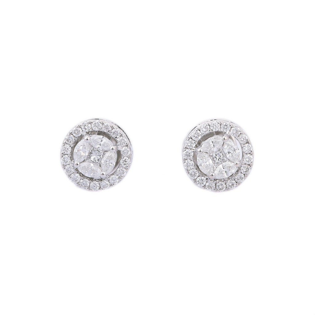 Solid Gold Cluster Diamond Studs (DEC4BE)