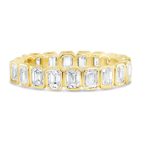 Bezel Set Emerald Cut Moissanite Eternity Ring, photo 1