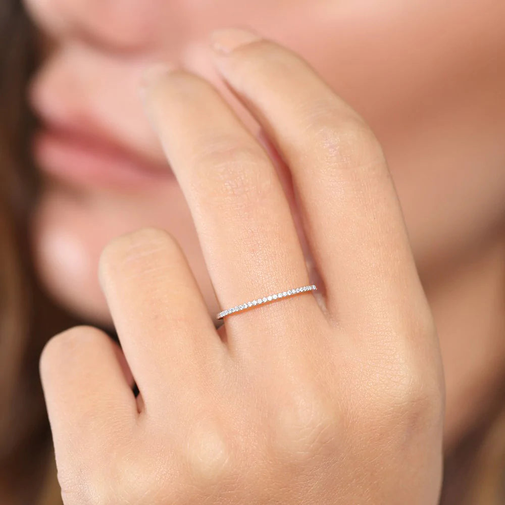 Solid Gold Micro Pave Diamond Eternity Ring
