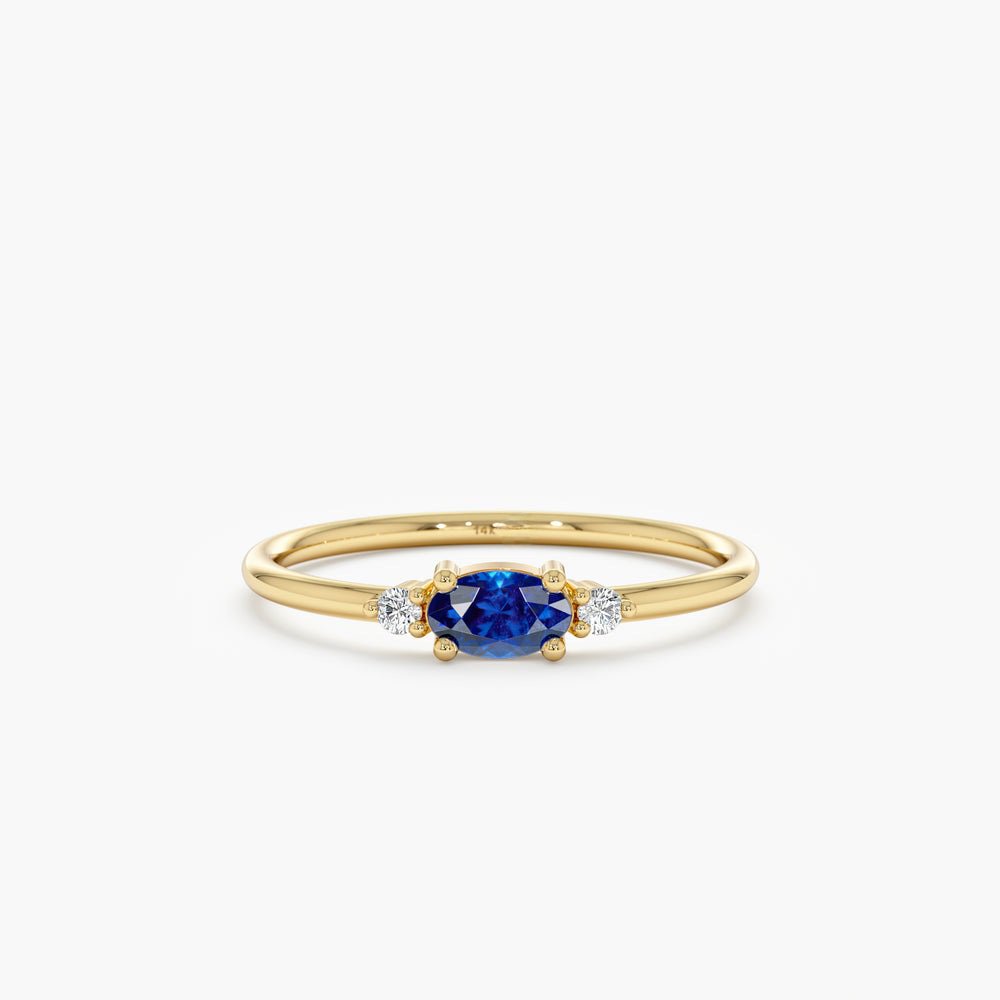 Solid Gold Oval Sapphire Engagement Ring