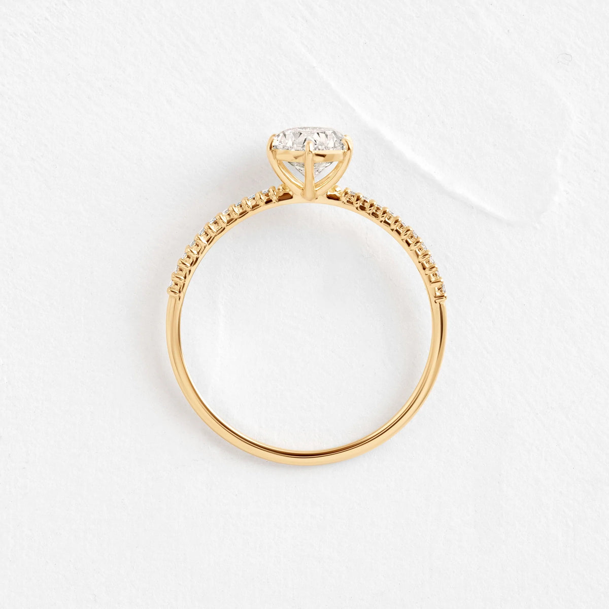 Solid Gold Whisper Ring with Pave Band, 1ct. Oval Cut Moissanite