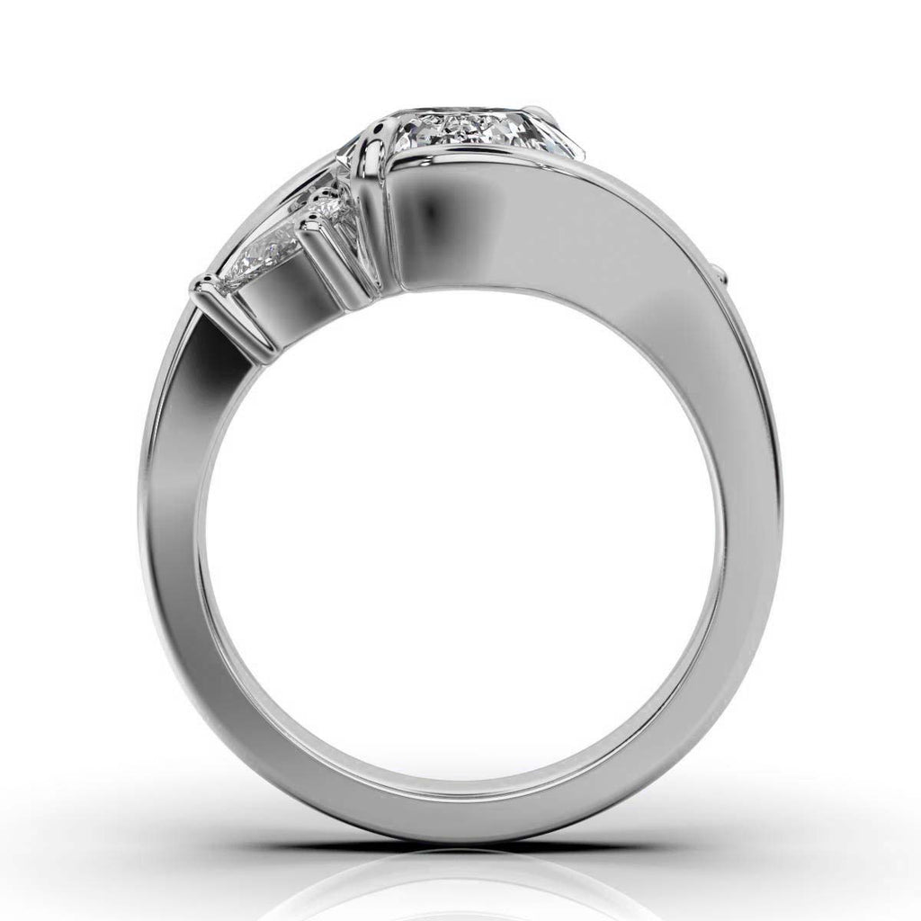 Solid Gold Three Stone Pear Lab Grown Diamond Ring (E6515A)