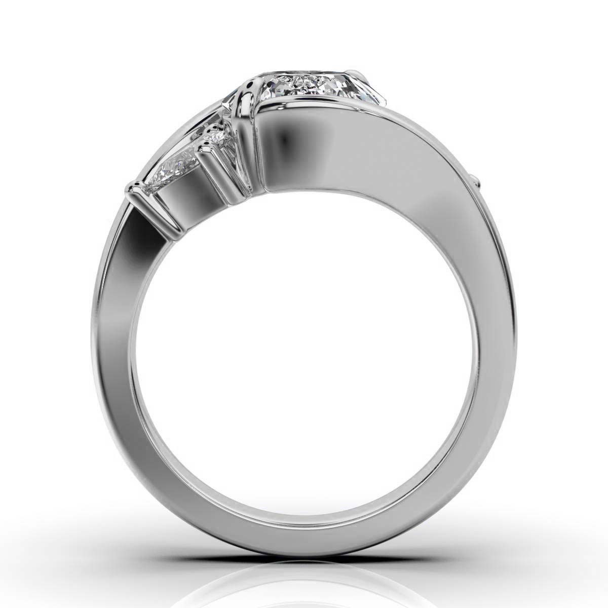 Solid Gold Three Stone Pear Lab Grown Diamond Ring (E6515A)