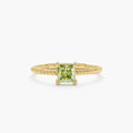 Solid Gold Square Peridot Braided Band