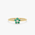 Solid Gold Emerald and Diamond Flower Ring (0C57DF)
