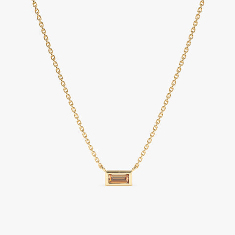 Solid Gold Dainty Citrine Necklace