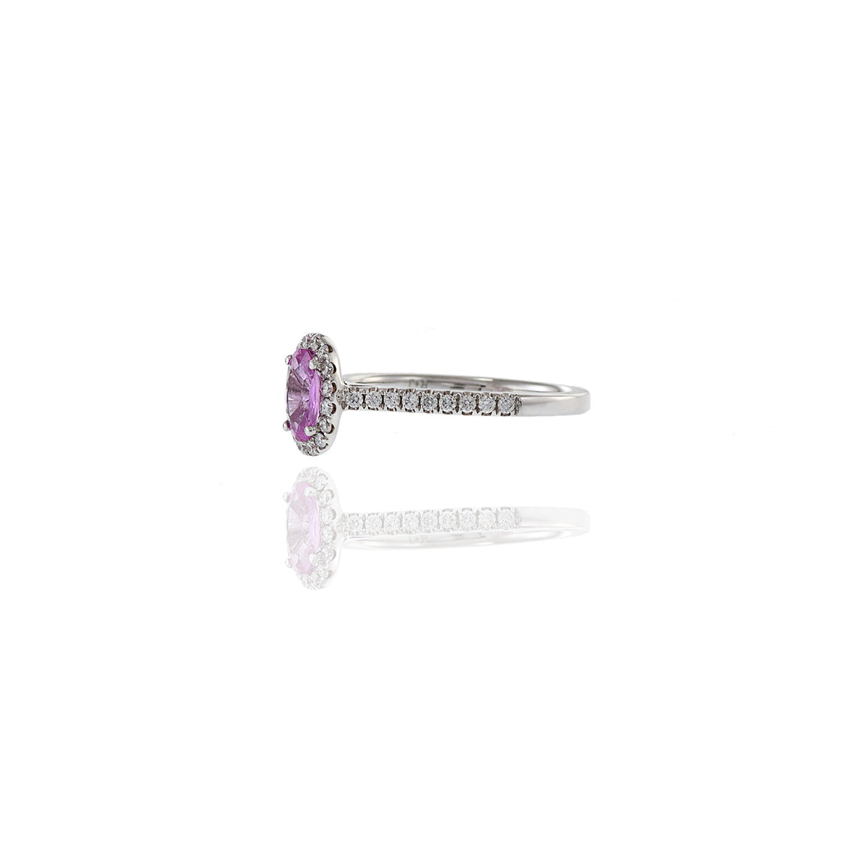 18K Solid Gold Pink Sapphire And Diamond Ring - Style B
