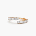 Solid Gold Baguette Diamond Bypass Ring