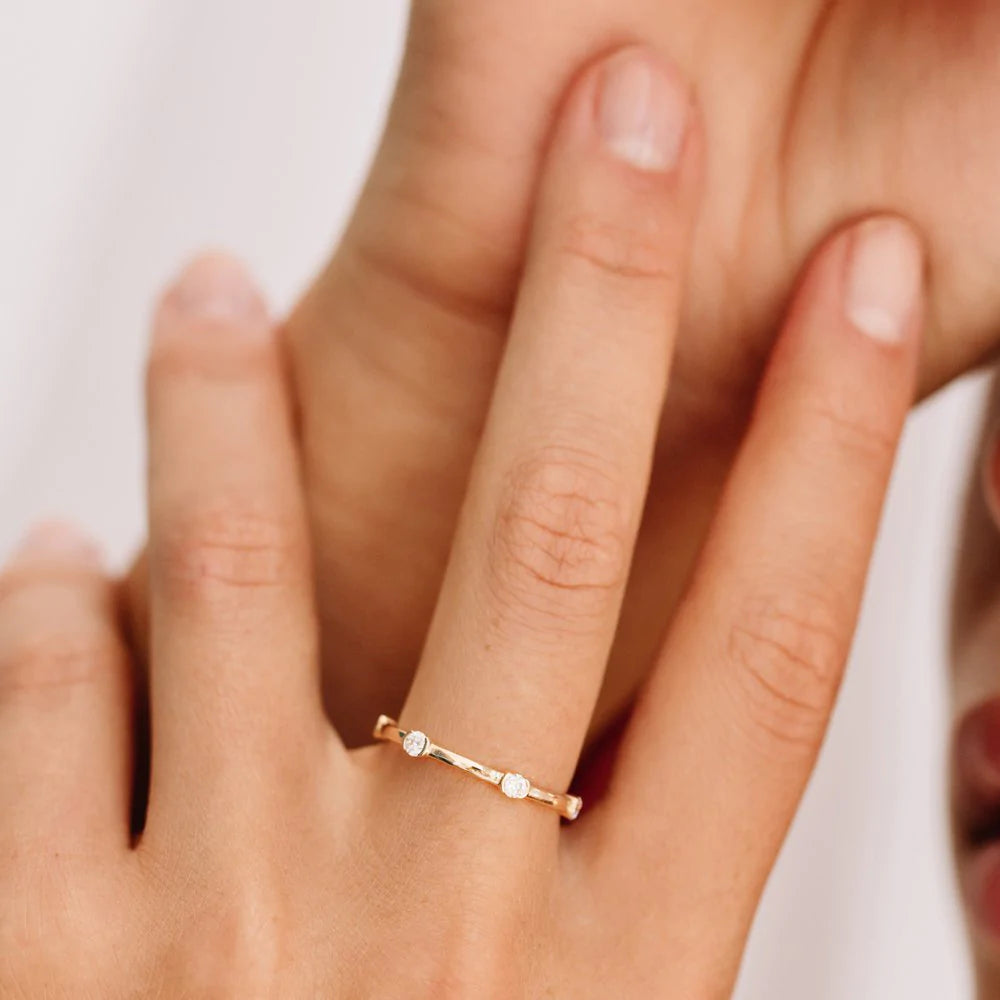 Solid Gold Stackable Half Bezel Diamond Eternity Ring
