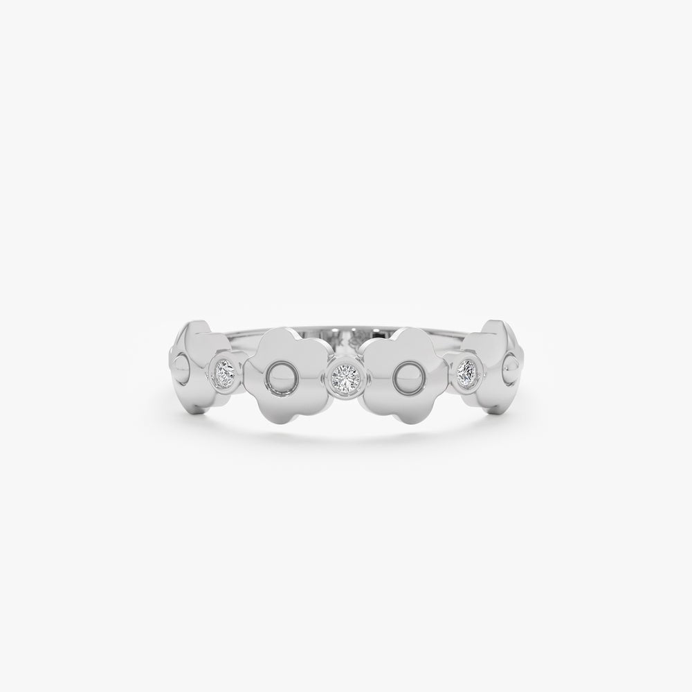 Solid Gold Diamond Daisy Ring