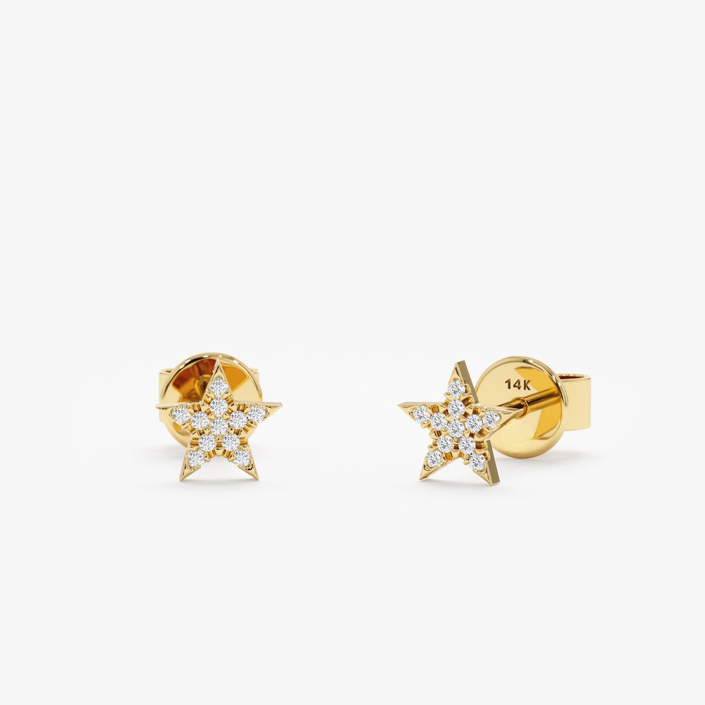 Solid Gold Diamond Star Studs (1B6439)