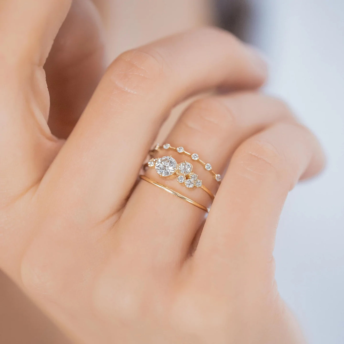 Solid Gold 1 CT Diamond Indie Ring , Moissanite Diamond Ring