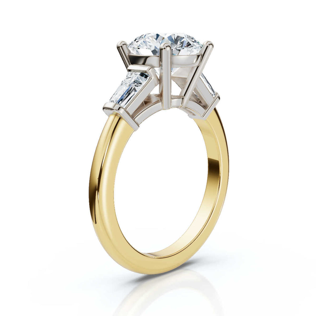 Solid Gold 2 CT Three Stone Tapered Baguette Lab Grown Diamond