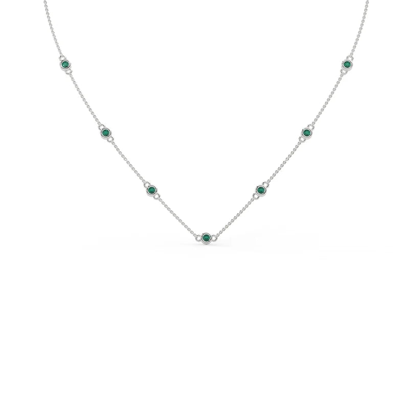 Solid Gold Emerald Layering Necklace