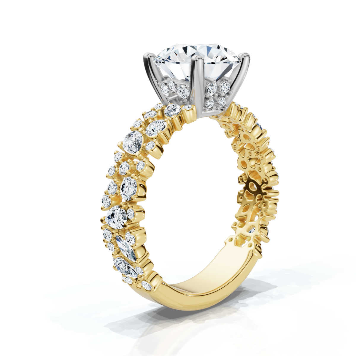 Solid Gold Round Shape Lab Grown Diamond Ring (23754A)