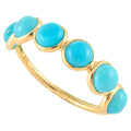 Solid Gold Round Turquoise Half Eternity Band Ring