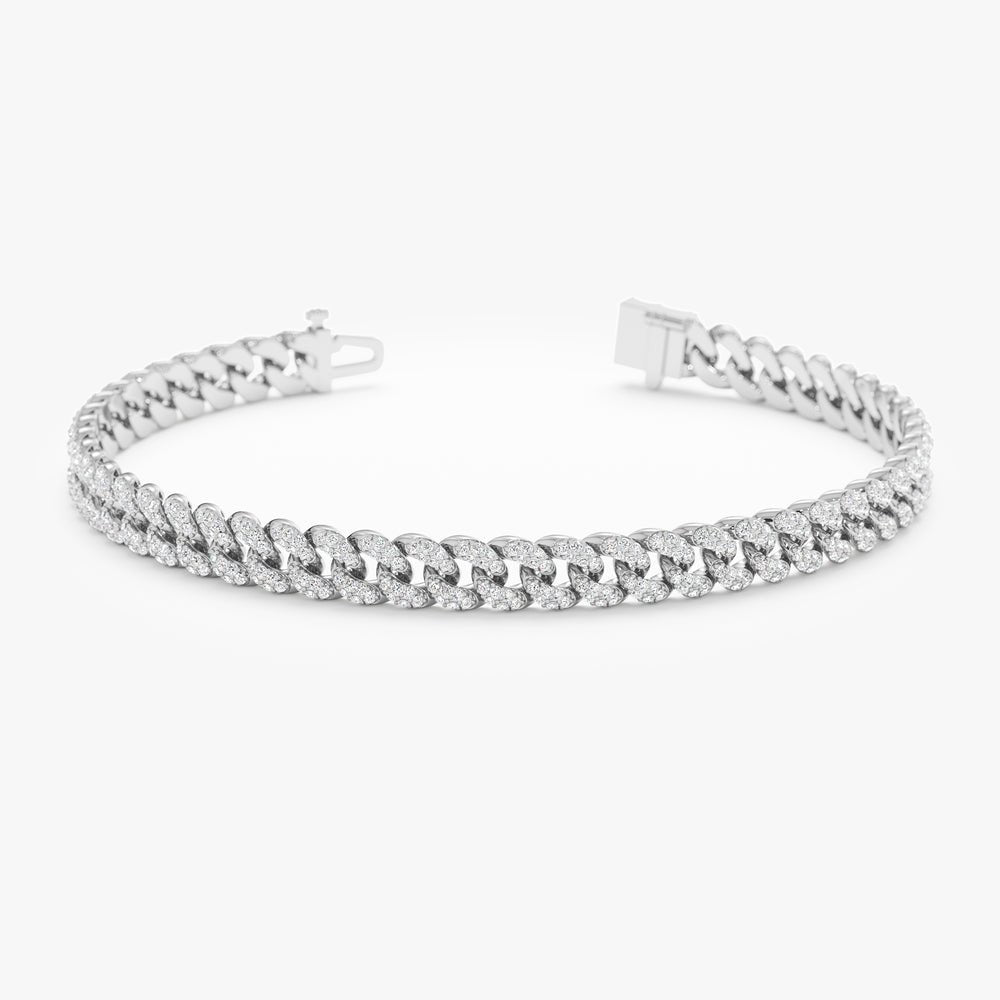 14K Solid Gold 1.61 CTW Diamond Cuban Chain Bracelet