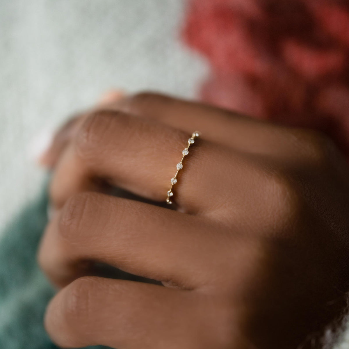 Solid Gold Distance Diamond Stacking Band
