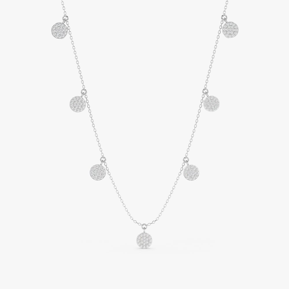 Solid Gold Diamond Disc Drop Necklace (EAF55C)