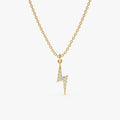Solid Gold Minimalistic Diamond Lightning Bolt Necklace (90A19A)