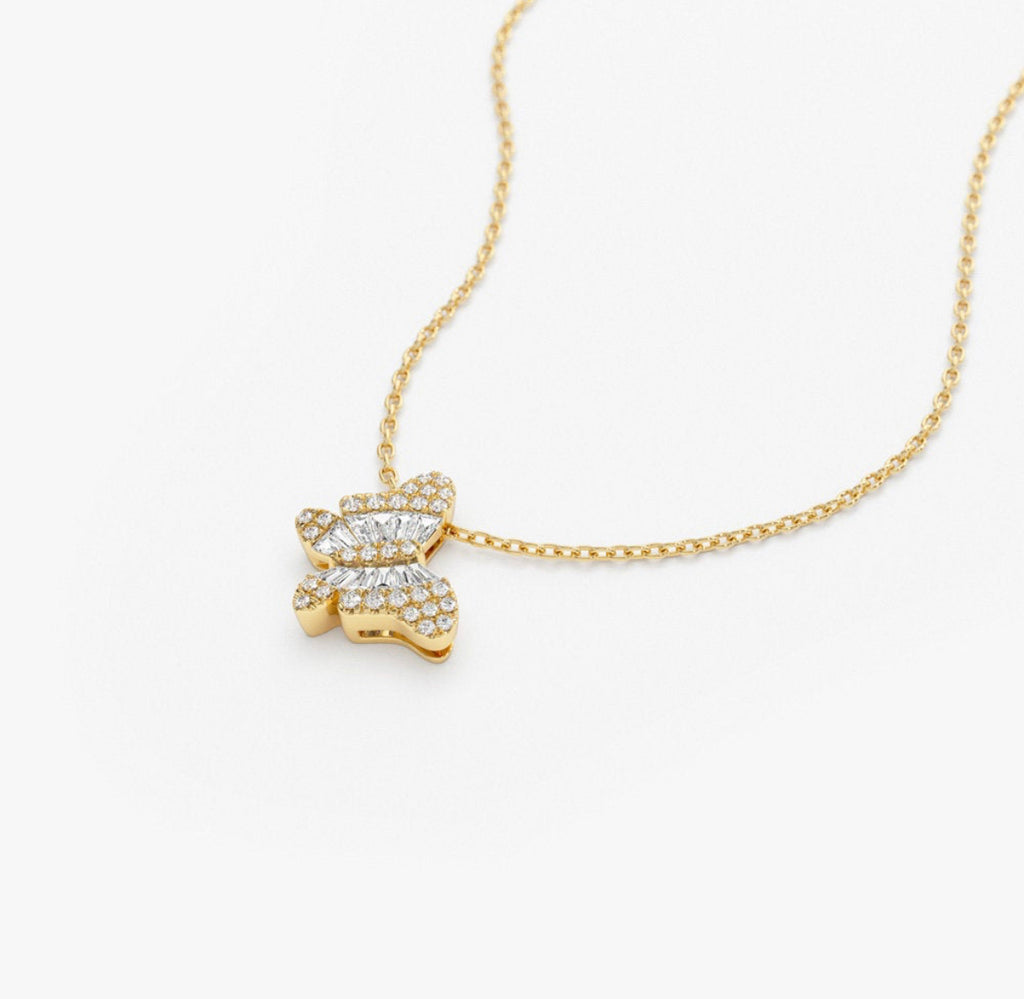 Baguette Moissanite Butterfly Necklace, photo 7