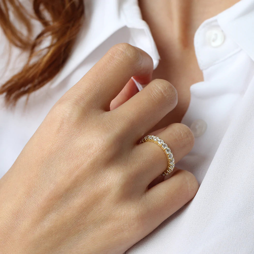 Solid Gold Basket Setting Full Eternity Diamond Ring 2.25ctw