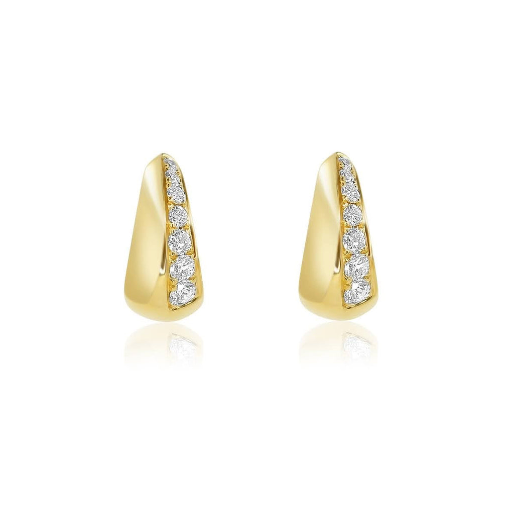 Solid Gold Half Diamond Hoop Earring