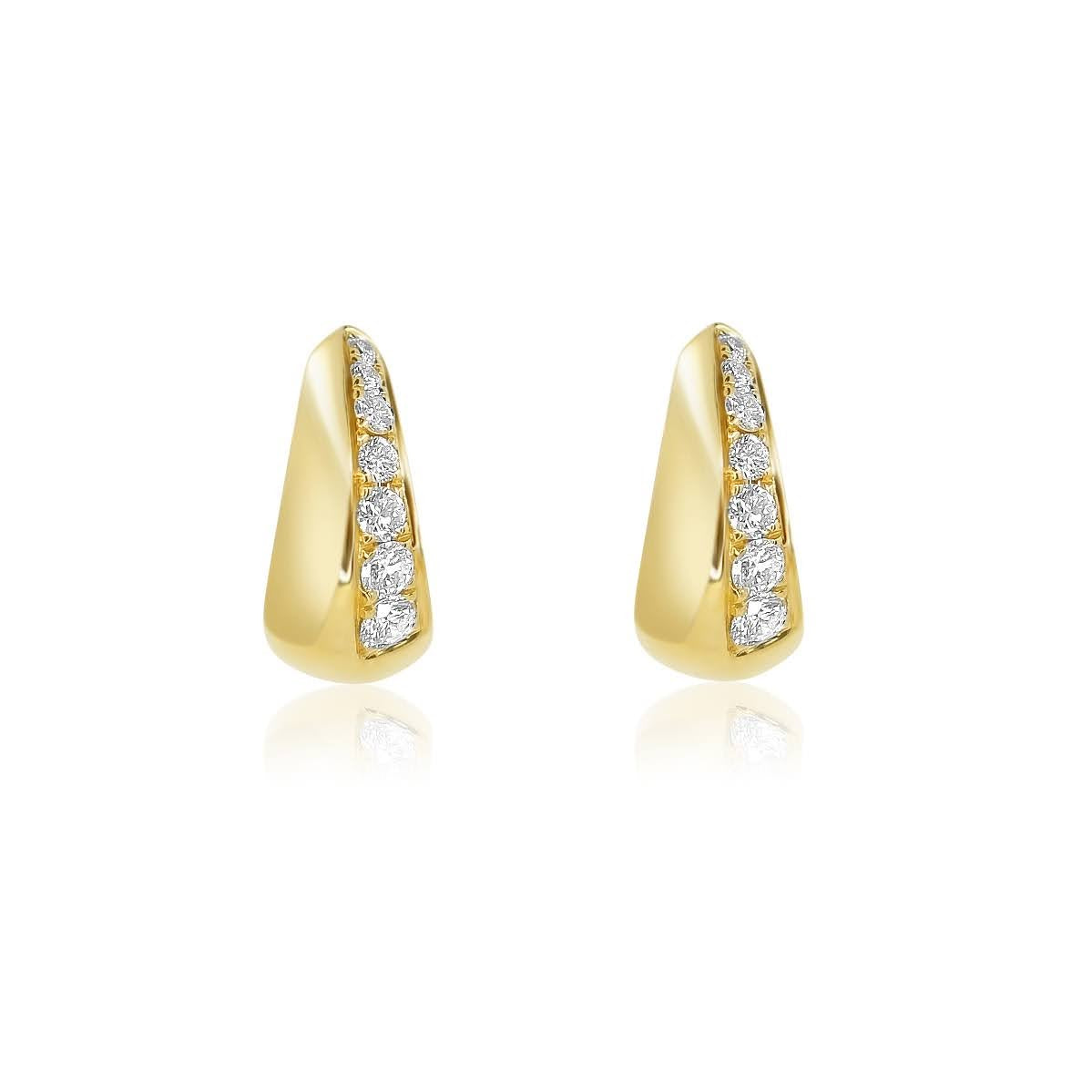 Solid Gold Half Diamond Hoop Earring