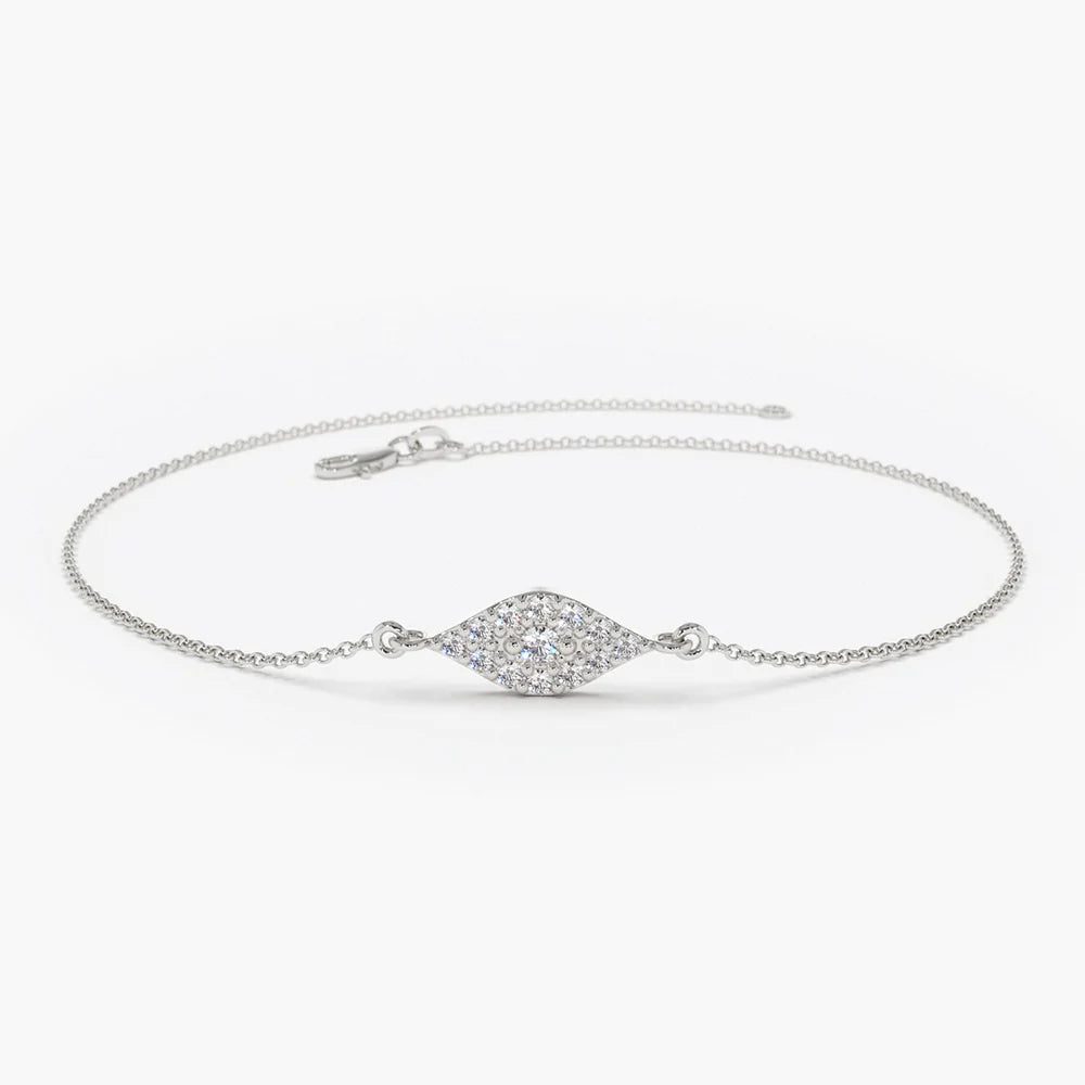 Solid Gold Lab-Grown Diamond Evil Eye Bracelet (AD627D)